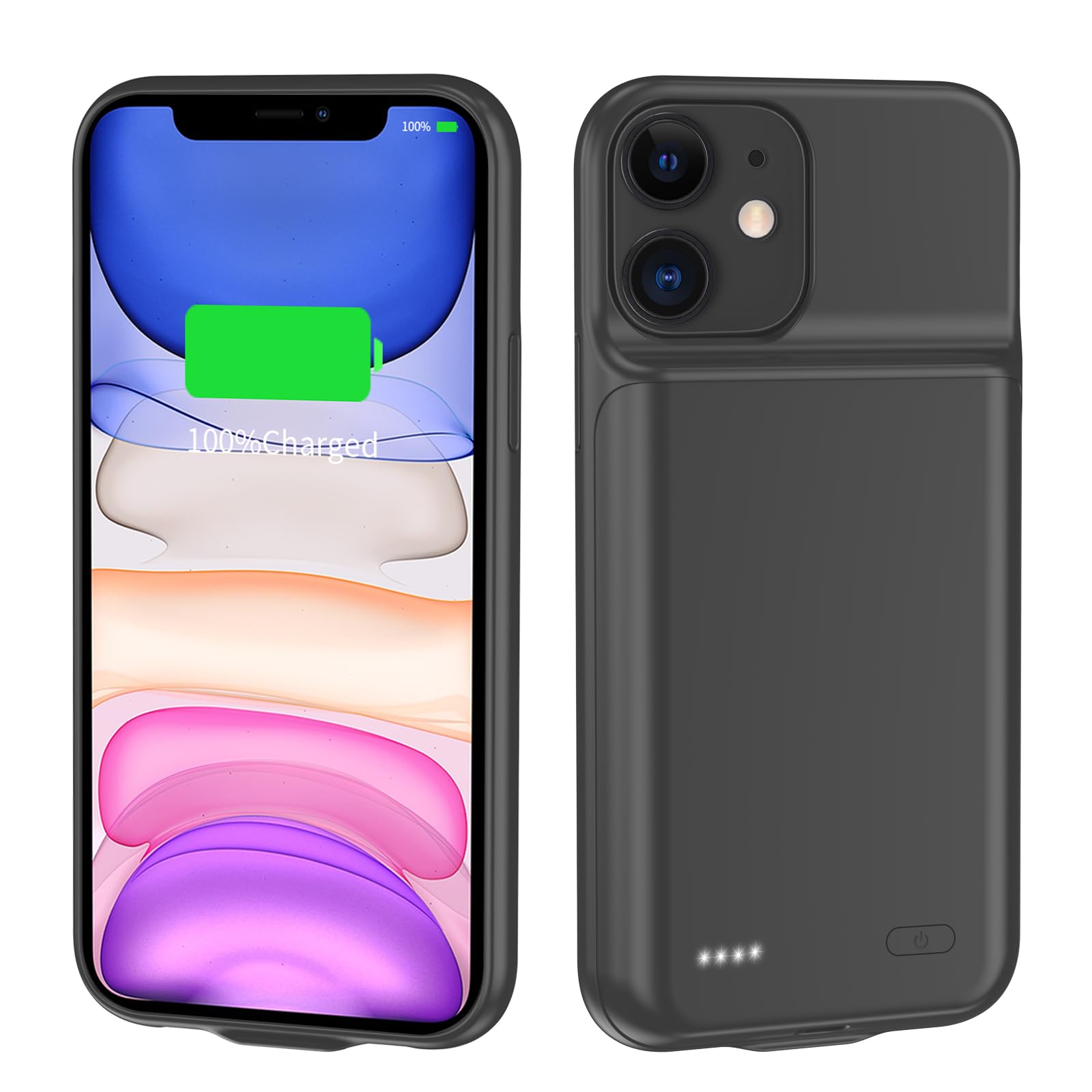 TAYUZH 7000mAh Battery Case for iPhone 11 (6.1 inch) Upgraded Slim Portable Protective Charger Rechargeable Extended Battery Charging Case Compatible with iPhone 11 Black