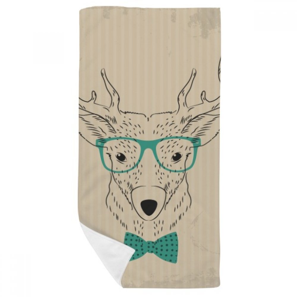 Serviette de bain cerf et gant de toilette multicolore 35x70cm en coton doux pour toute la famille
