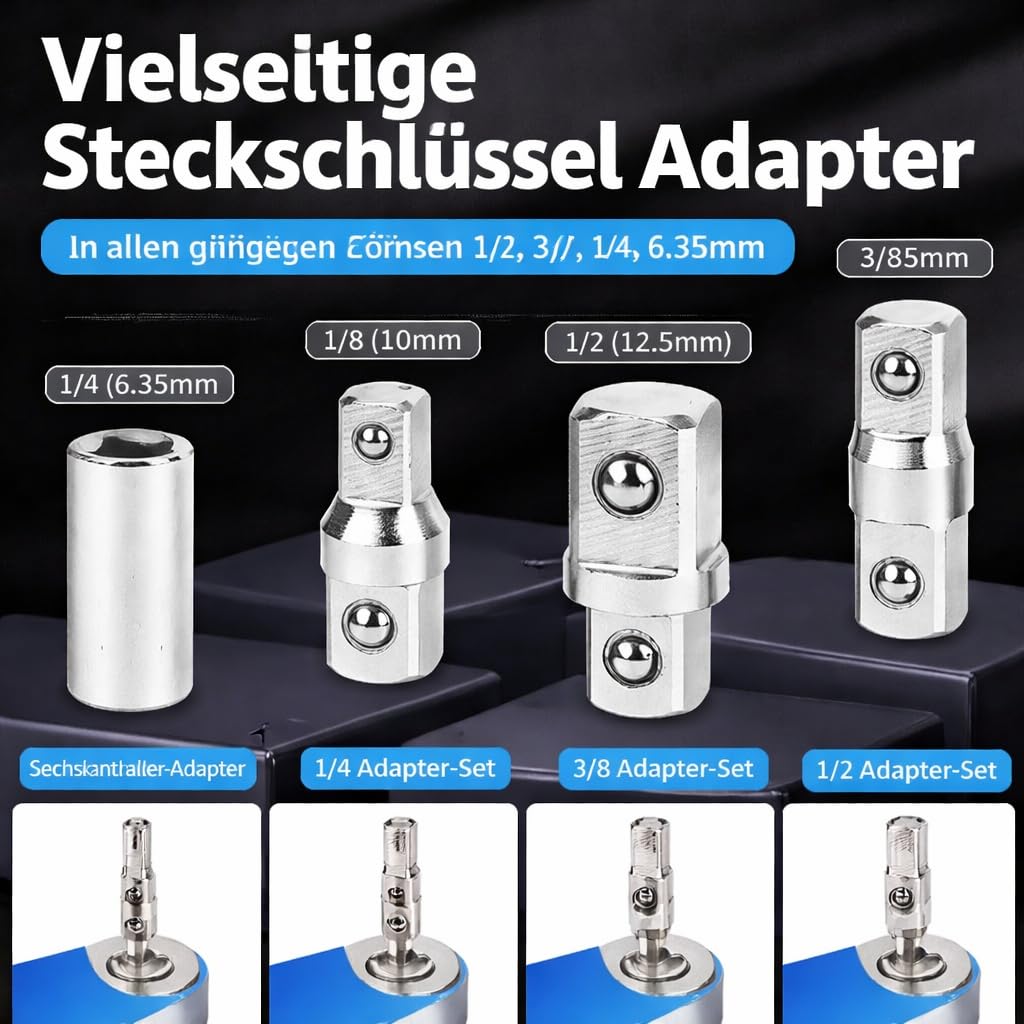 DZ'HUE Schraubwerk -Offset Schlussel, 39 m (15 Inch) Ratchet Extension With Chain Drive, Includes 1/4 Inch, 3/8 Inch & 1/2 Inch Adapter Torque For Versteckte Schraube In The Car Engine (1pcs)