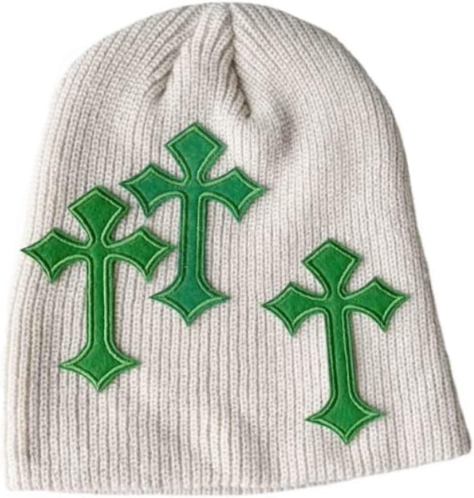 Z-Jeris Y2K Hat Dark Cross Wool Hat Cross Pattern Fashion Knit Hat