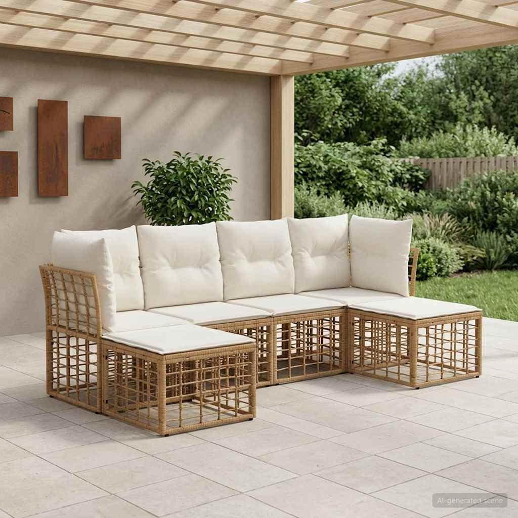 Zestaw mebli ogrodowych, zestaw wypoczynkowy, zestaw wypoczynkowy, na balkon, taras, z polirattanu, odporny na warunki atmosferyczne, modułowy design z poduszkami i regulowanymi poduszkami na