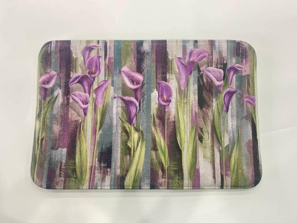 Unique Design Bathroom Shower Curtain Set with Rug Mat and Hooks for Bathroom Textured Bath Shower Curtain 72 x 72 Purple Flowers Artistic Elegance Bathroom Curtain