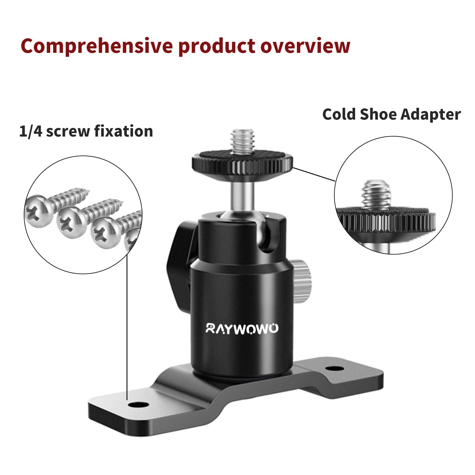 RAYWOWO Camera Wall Mount, Flexible Articulating Arm with 1/4" Screws, Vertical Wall Mount for Cameras Lights, Phones - Image 2