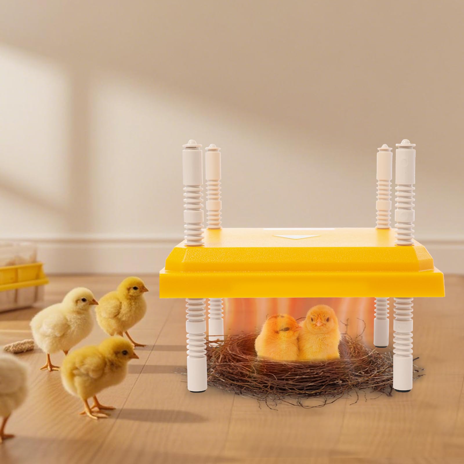 Plaque chauffante pour poussin réglable en hauteur - 25 x 25 cm - Chauffage de 15 W pour jusqu'à 15 poussins - Économe en énergie et sûr - Avec boîtier en ABS - Idéal pour l'élevage de volailles