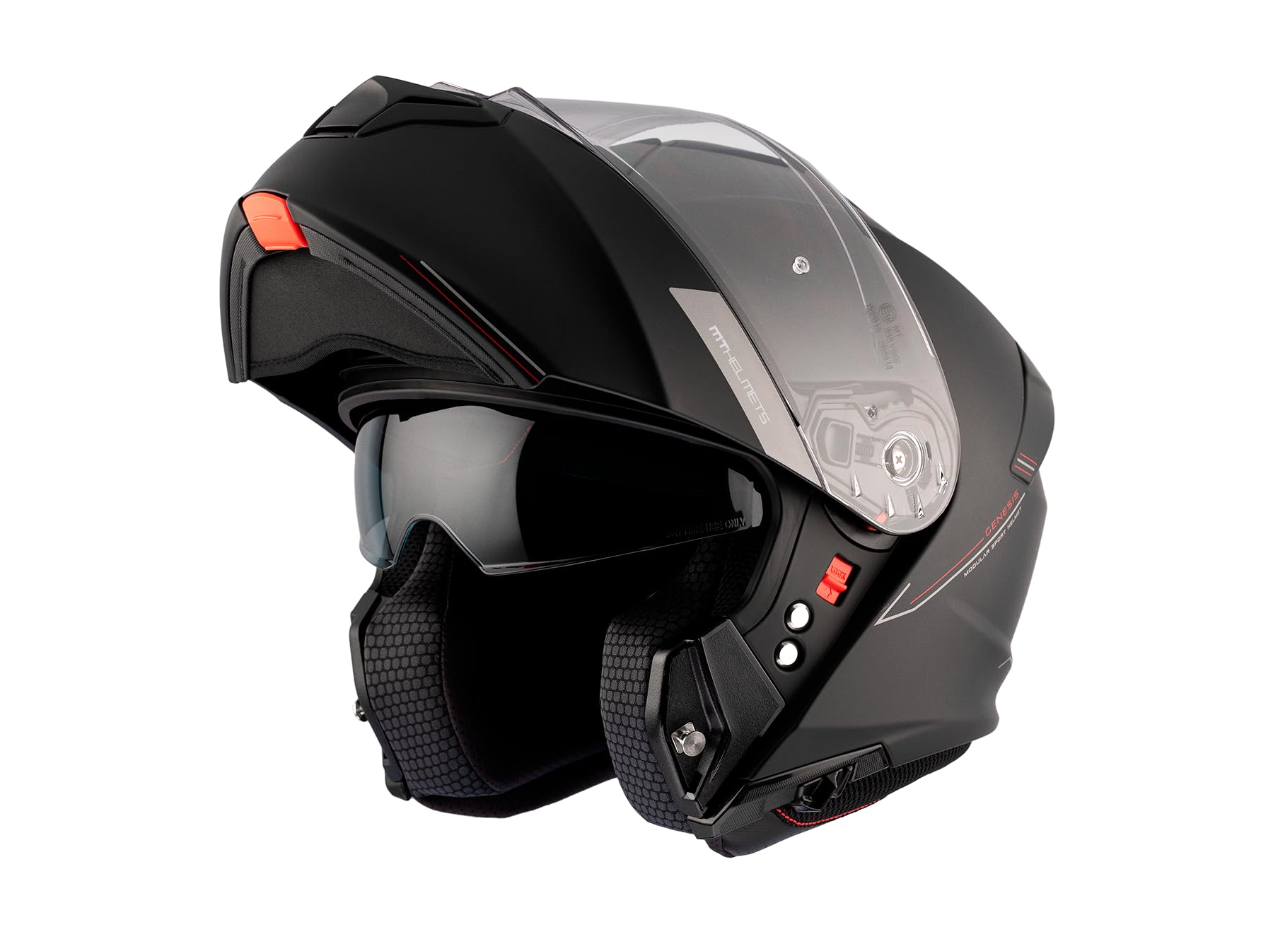 Casco Modular MT Genesis SV Solid A1 Negro Mate | Casco Modular para Hombre | Transpirable y Lavable | Homologado ECE 22.06 & Dot | Talla M