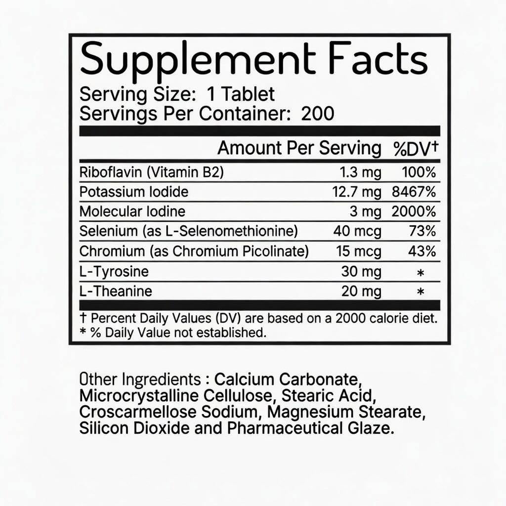 Zen Haus 12.5 mg High Potency Iodine Complex with Selenium – Thyroid Support Supplement – 200 Tablets – Compare to Lugol's — Amazon image 2