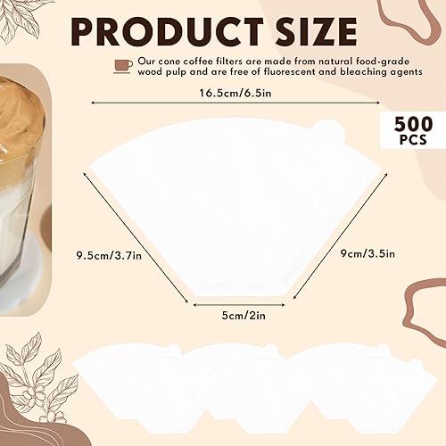 Miniatura 2 de Skylety Filtro de café, juego de 500, filtro de café en cono 02, filtros de vertido para gotero de café y cafetera de goteo, filtros de café