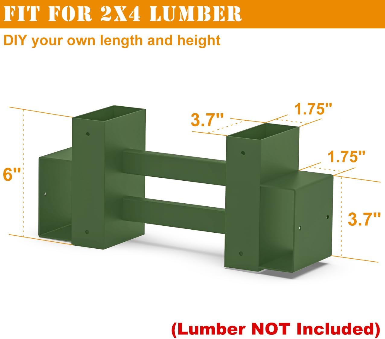 Outdoor Firewood Rack Brackets Kit for Fire Wood Pile Storage, Adjustable log stacking Stand Holder for 2x4 lumber, Green, Set of 2