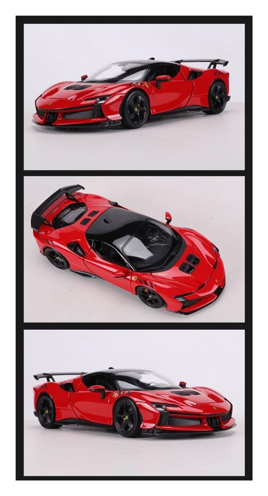 Metallo Scala Replica Ornamenti Per Auto Modello Pressofuso In Metallo Con Apertura Portiera Scala 1 24 Gialla Per Ferrari SF90XX Hobby Veicoli Giochi Set(Yellow)