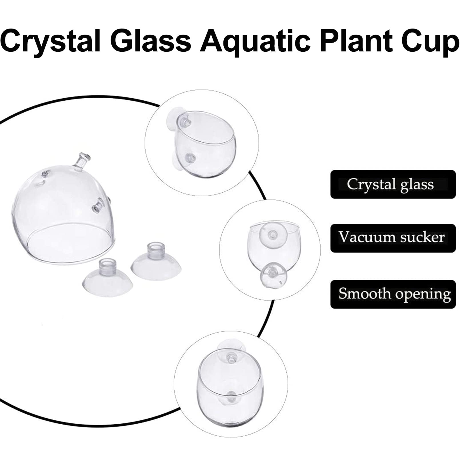 Tfwadmx Crystal Glass Aquarium Plant Holder Pots With Suction Cups - 4 Pack - View #8