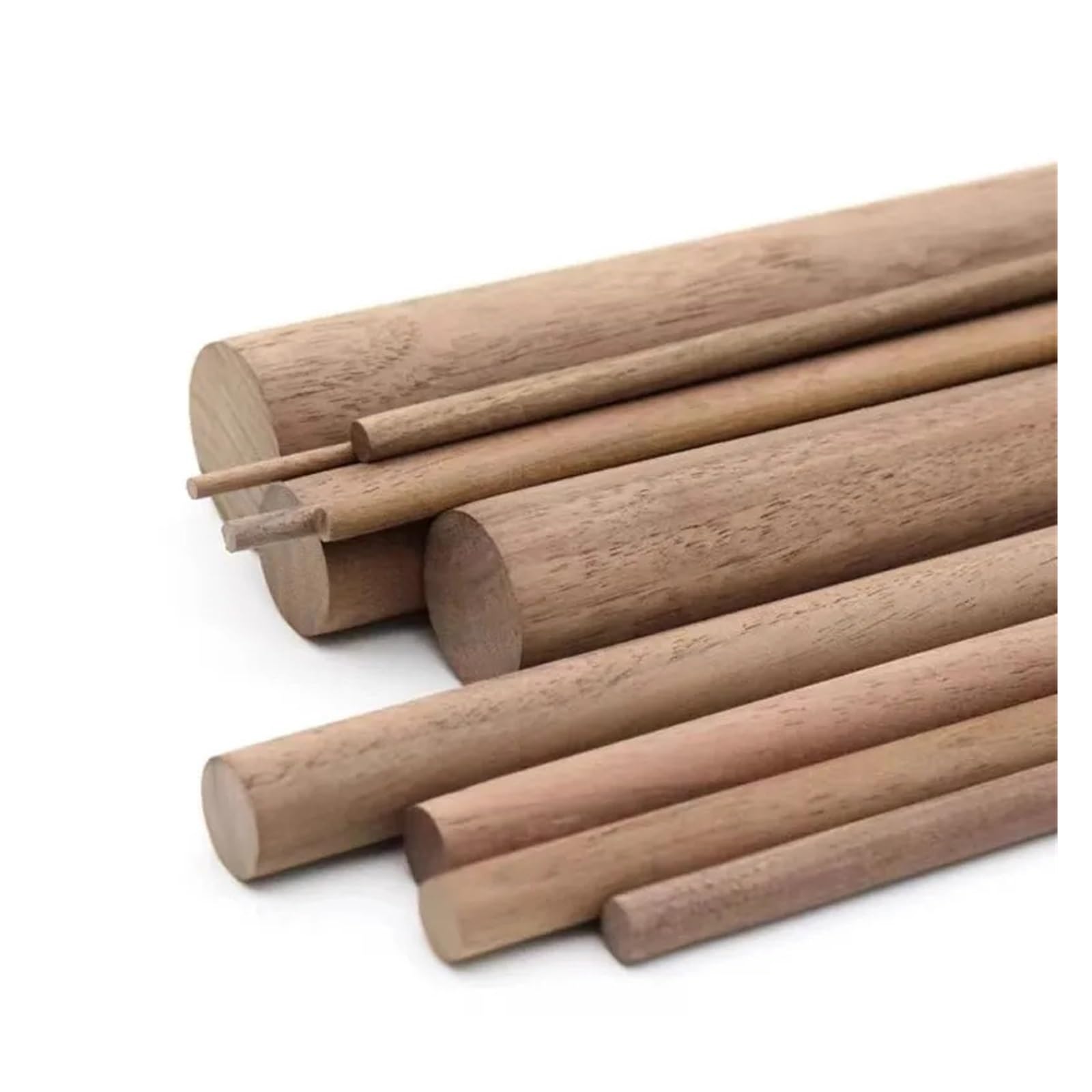 Palos De Madera Black Walnut Round Stick Solid Wood Thin Round Strip Handmade Diy Wood Household Multifunctional Wooden Stick(20x500mm 2pcs)