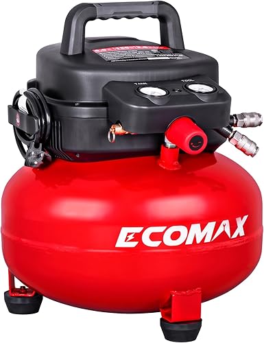 Compresor de aire, compresor de aire para panqueques de 6 galones, máximo 150 PSI, 2.6 CFM @90 Psi, compresor de panqueques sin aceite para el hogar