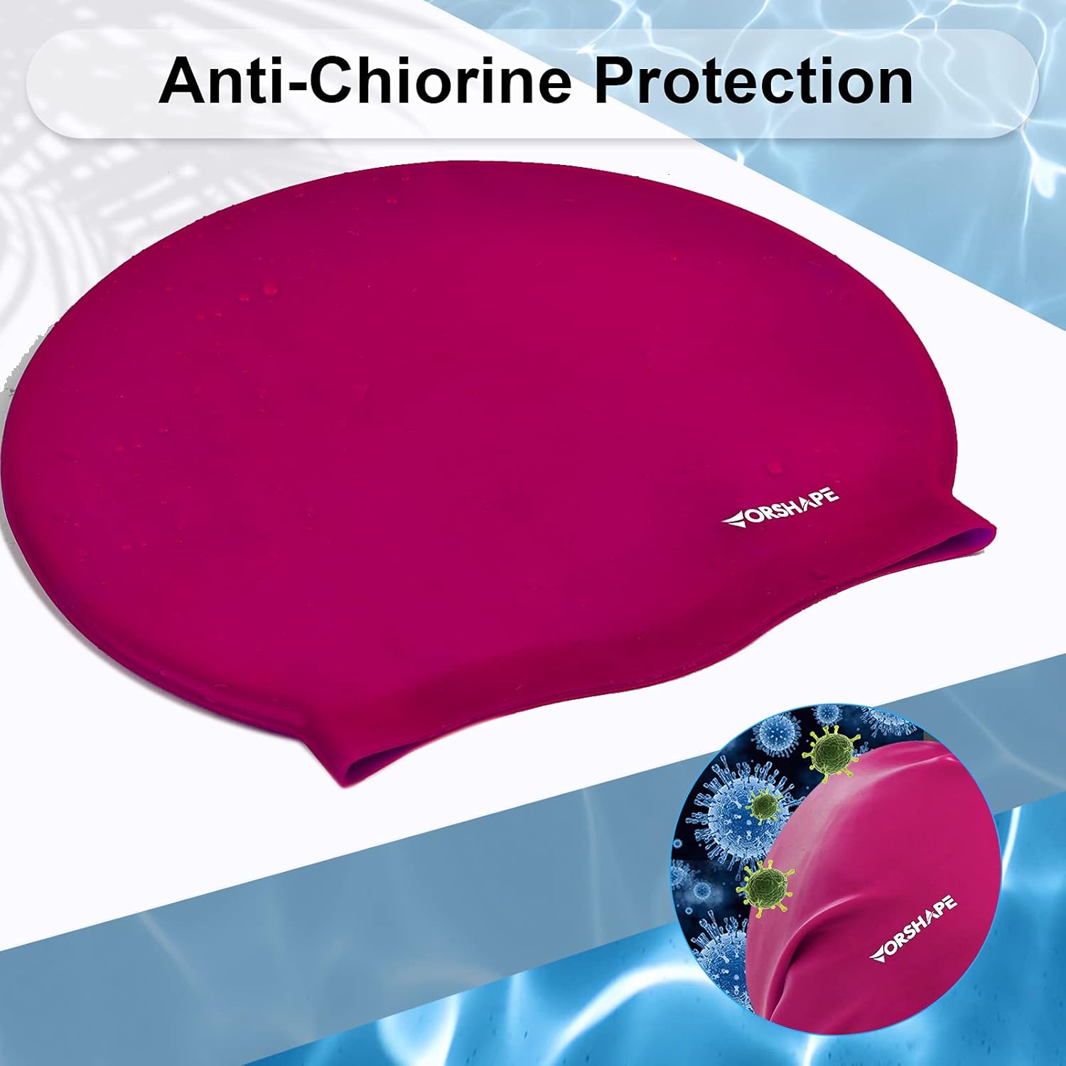 Vorshape Extra Large Swim Cap for Women and Men, Silicone Swimming Caps for Long Hair Thick Hair Braids and Dreadlocks Weaves Afros Keep Your Hair Dry, Fuchsia : Sports & Outdoors