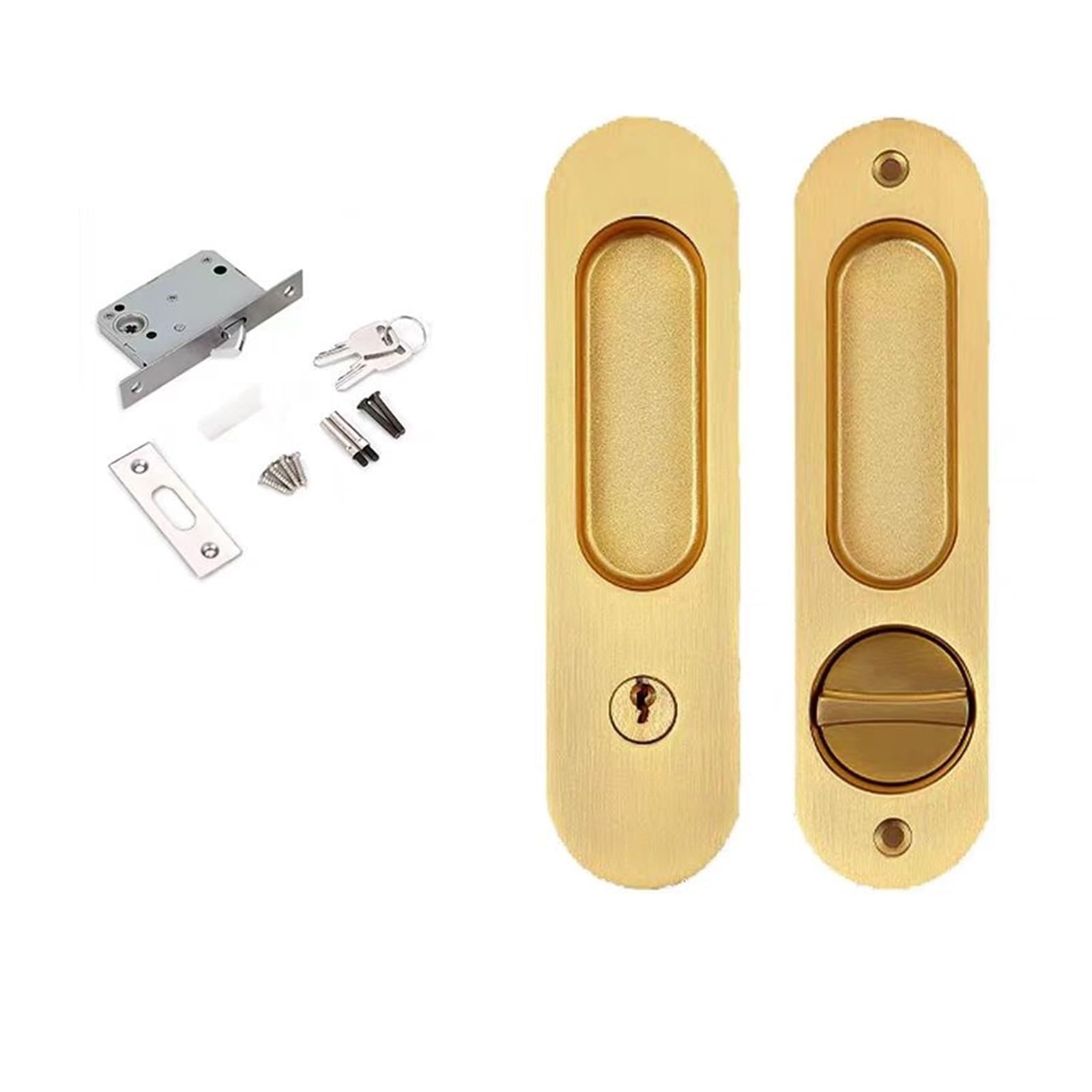 Serrure de poignée de porte dorée avec clés pour double porte en bois de grange