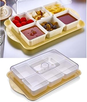 8 Piece Breakfast Set with 6 Square Compartments Transparent bell jar Lids Unbreakable Product TurkishMal  Exported to 70 Countries