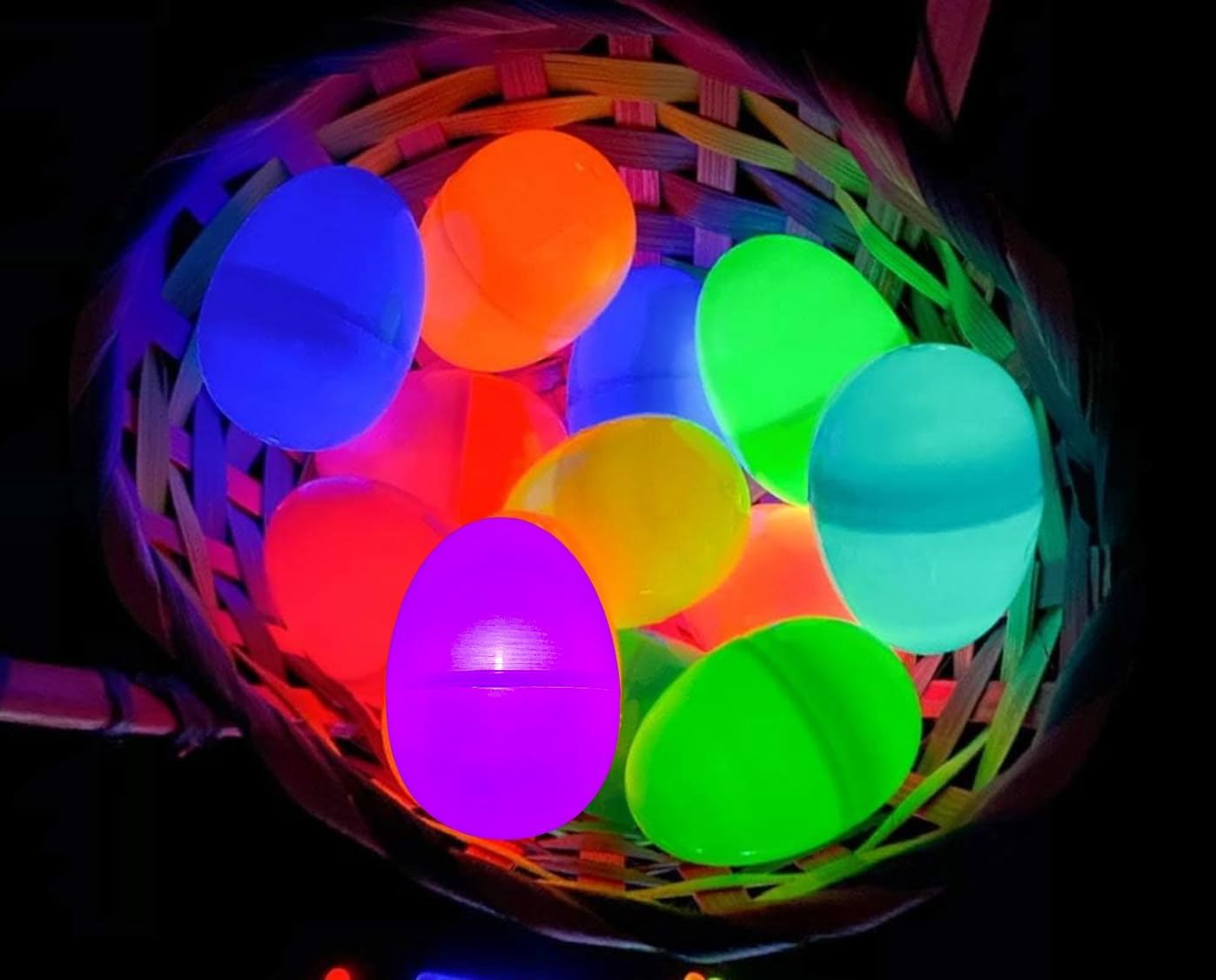 GiftExpress 150 Pcs Plastic Glow in the Dark Easter Eggs Non Electronic & 150 Mini Flashing Light Balls Standalone, Preinstalled Batteries – Two Separate Accessories for Glow Easter Egg Hunt