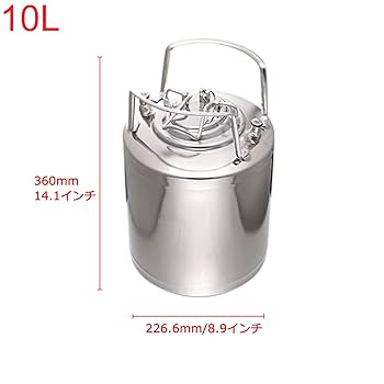 ビール　ステンレスタンク　樽6L Amazon｜ミニステンレスビール樽、ステンレス製ビール樽、ビール