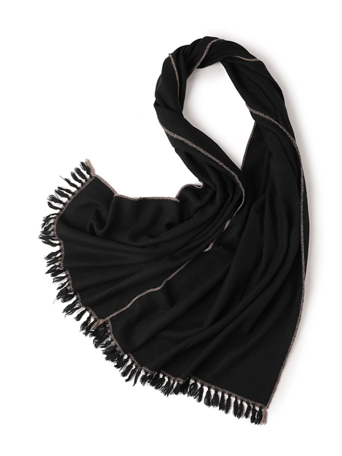 Donna Sciarpa Scialle Caldo di Lana con Nappa, Moda Lungo Grande Sciarpe Stole Sciarpa Coperta, 100% Lana Invernale Sciarpe Scialli per Sera Matrimonio Viaggi, Autunno Inverno Regalo Black F