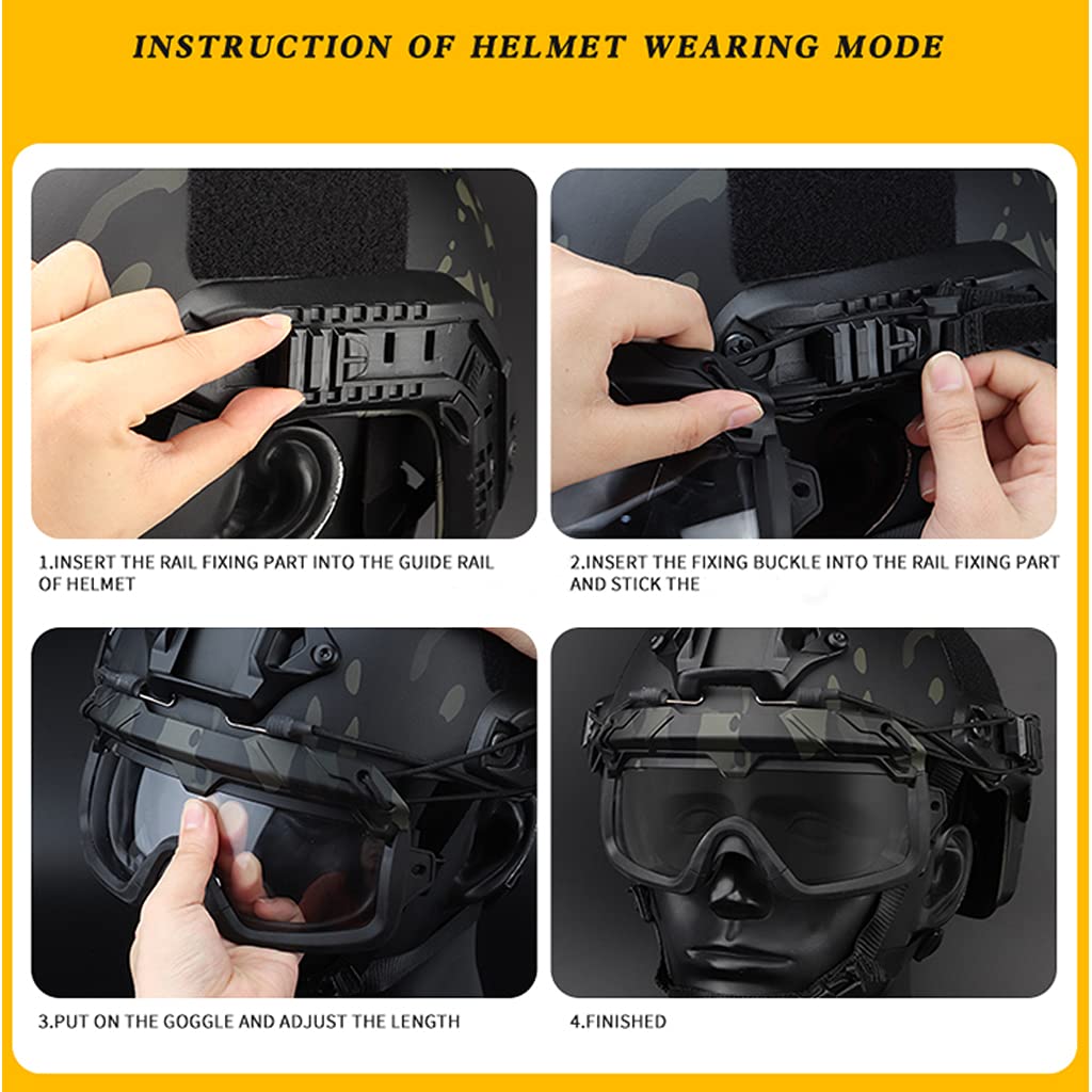 YABEME Occhiali di Protezione di Sicurezza Tattici Antiappannamento - 2 modalità, per Escursionismo Militare, CS Airsoft Paintball, Tiro A Segno, Caccia, Equitazione, Ciclismo,Verde