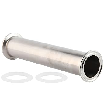 Stainless Tri Clamp Tube, 1.5 Tube OD, 6" Length Sanitary Spool Tube Seamless Round Tubing with 1.5 inch Tri Clamp 50.5mm Ferrule OD