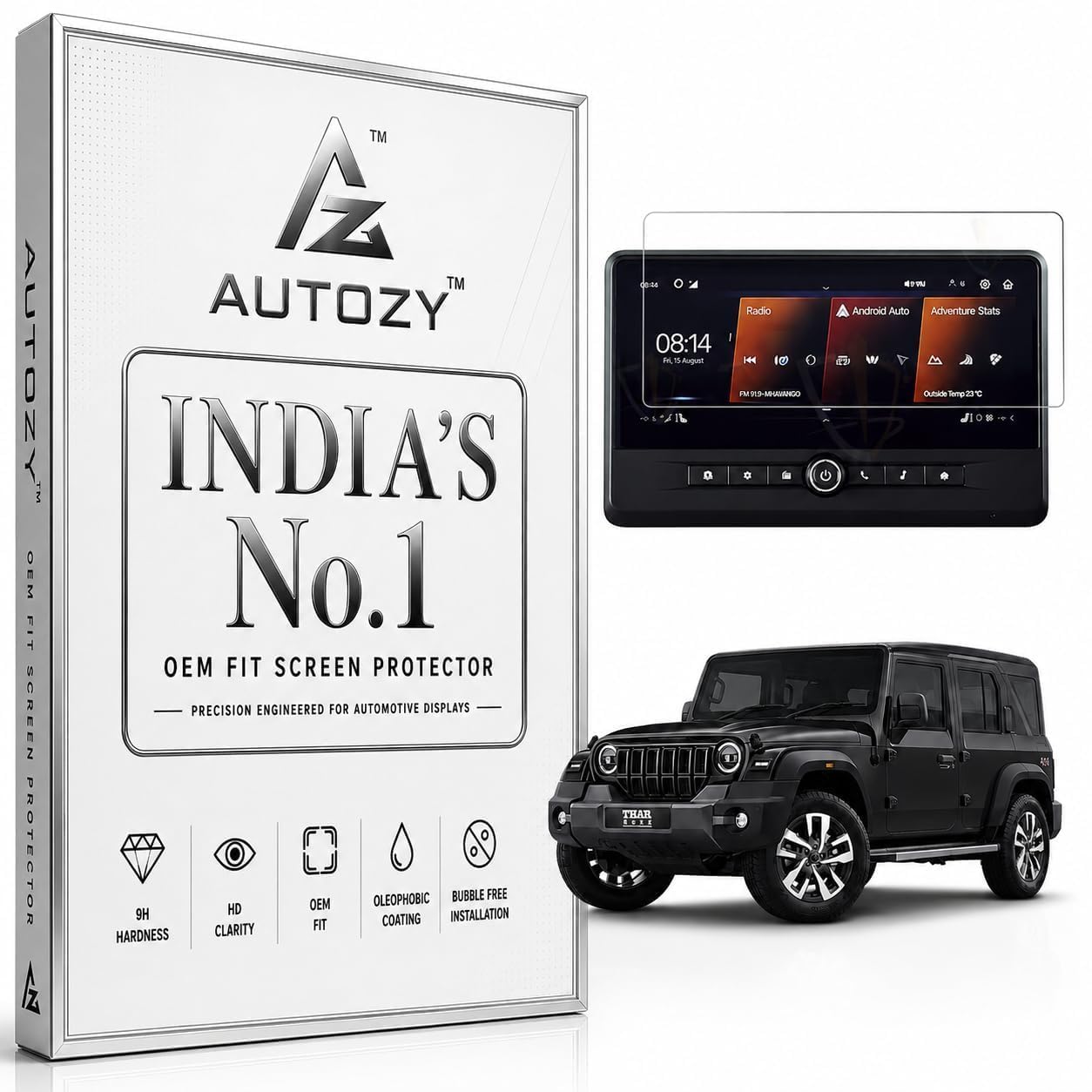 Screen Guard Compatible for Mahindra Thar 2026 & Thar Roxx [2024-Running] | 10.25 Inch Infotainment Display Protector | 9H Scratch Resistant | HD Clear | Bubble Free Installation| Mahindra Thar Accessories-image-46