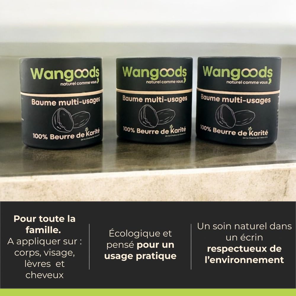 Zestaw 3 naturalnych balsamów wielofunkcyjnych - 100% czystego masła shea - intensywne nawilżenie i naprawa - 50 g na jednostkę - pielęgnacja ciała, włosów i ust - Wangoods