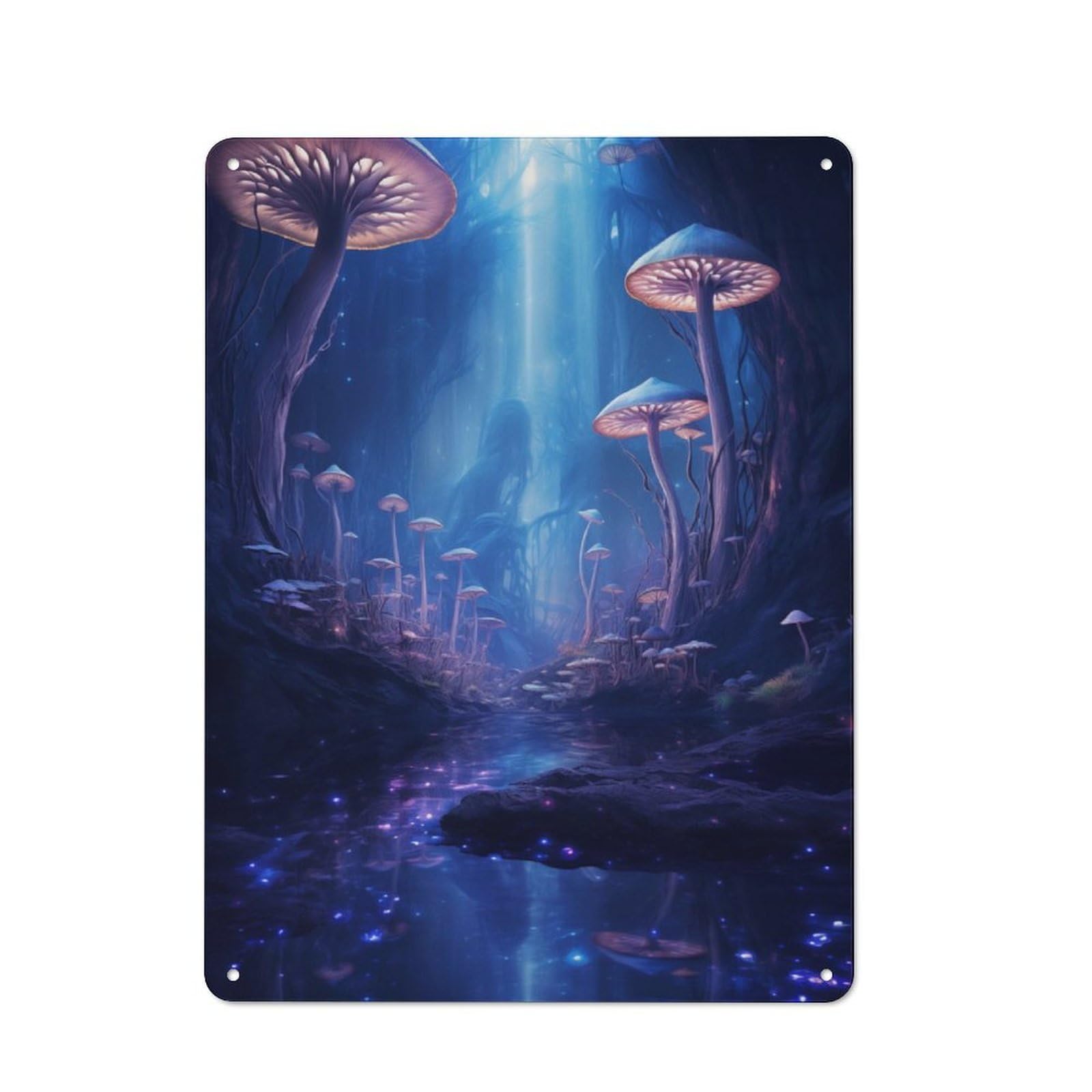 Junmoney Forest Of Magic Mushrooms Rustic Metal Wall Sign 40X30cm For Hobby Room Or Studio, For Vintage Wall Decor Fans, For Themed Room Decoration