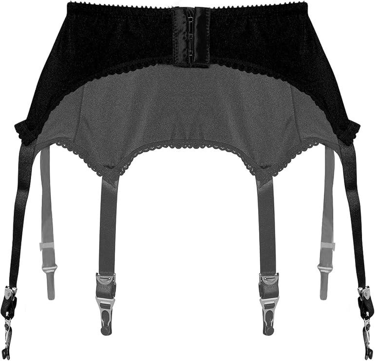 Women's Mesh Garter Belt High Waist Suspender Belt with Six Metal Clips for Womens Stockings/Lingerie