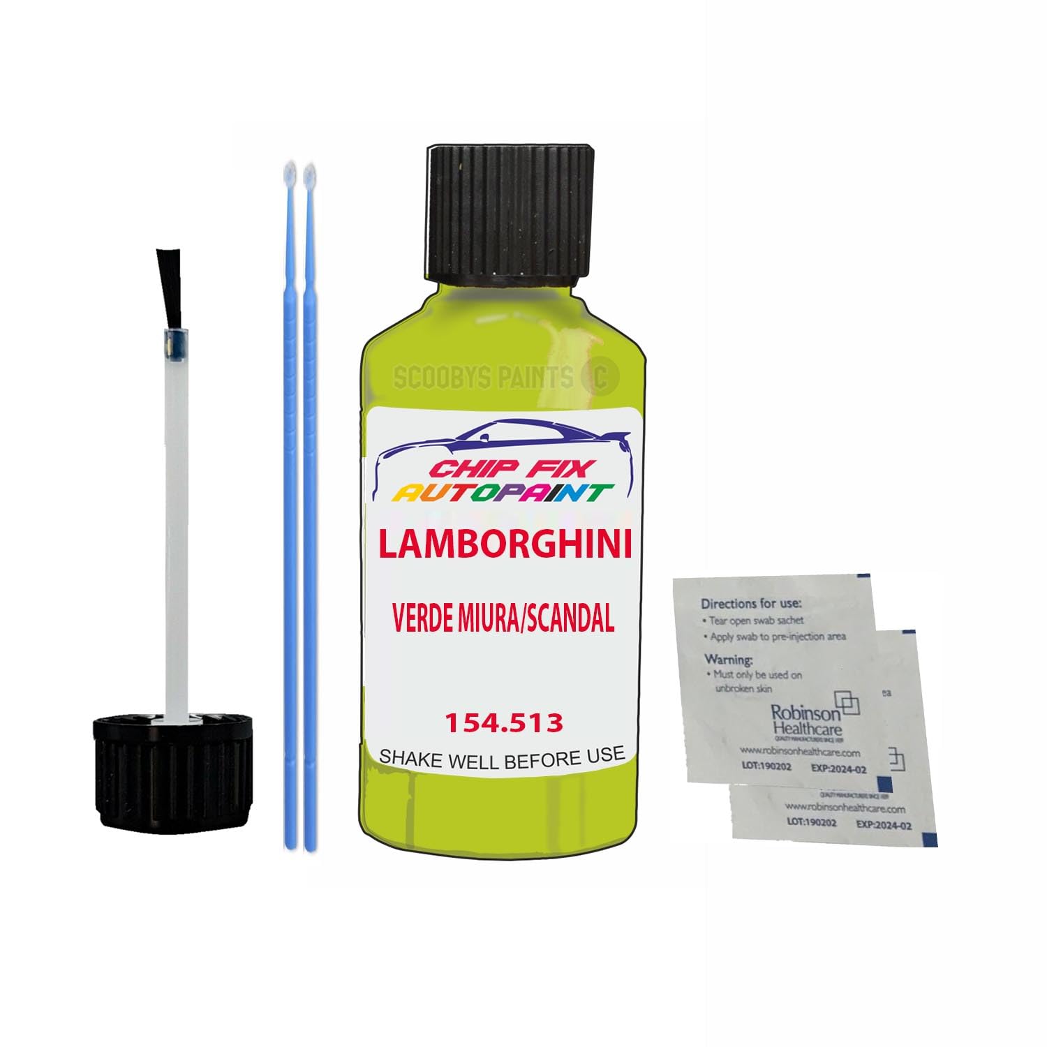 Scoobys Paints Back In The Mix Verde Miura/Scandal Touch Up Paint For Lamborghini 154.513 Non-Metallic
