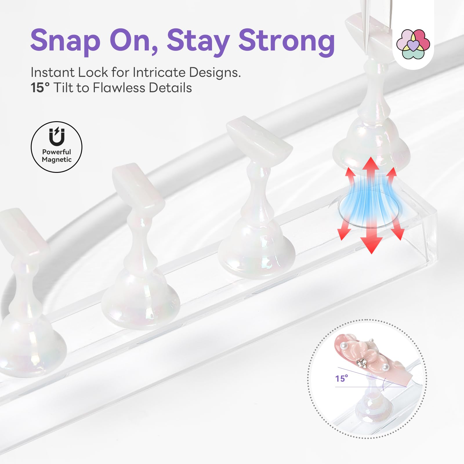 Saviland Essentials Nail Stand: Strong Magnetic Nail Holder for Painting Nails Aurora & Unicorn Design Nail Stand for Press Ons All Nail Tips Compatible for Beginner Home DIY Tool - Image 4