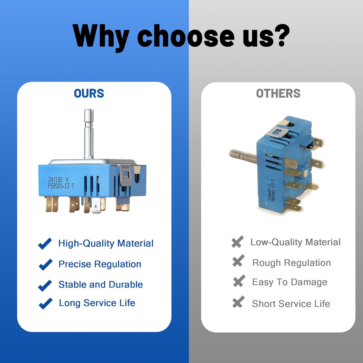 DG44-01007B Dual Burner Infinite Switch Compatible with Samsung Range Surface Element Control Switch Replacement Part PER001-13T OEM Number 4929395 AP6003098 PS11735755