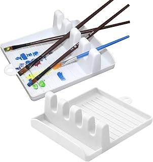 2 Packs Paint Brush Holder Paint Brush Stand Rest with 5 Slots Watercolor Oil Acrylic Painting