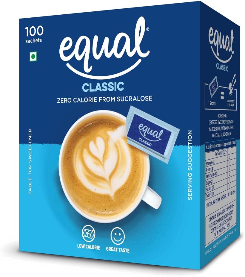 Classic Zero Calorie Sweetener with #NOASPARTAME | Sugar Free Sweetener | Zero Calorie with Great Taste | 100 Sachets | Pack of 1