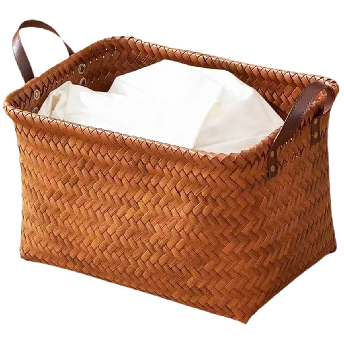 KOMBIUDA Aufbewahrungskorb 38x28x24cm mit Tragegriff aus Pp im Landhausstil Faltbarer Wäschekorb Praktische Aufbewahrungslösung für Kinderzimmer und Waschküche