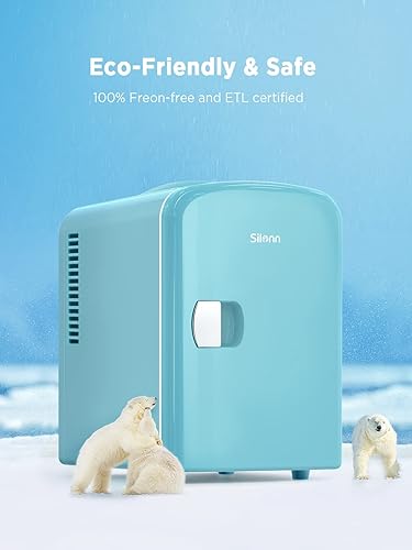 Miniatura 5 de Silonn Family Choice Award - Mini refrigerador portátil para el cuidado de la piel, enfriador de 4 L6 latas y refrigerador pequeño con ecológico