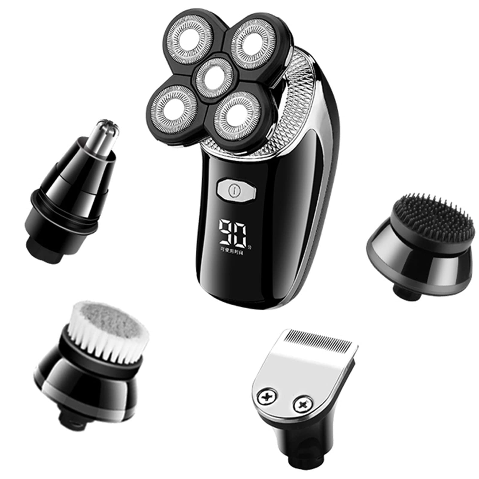 Rasoio elettrico per gli uomini, 5 in 1 da uomo bagnato e asciutto macchina da barba professionale set rasoio elettrico ricaricabile rasoio elettrico barba kit per la cura del viso