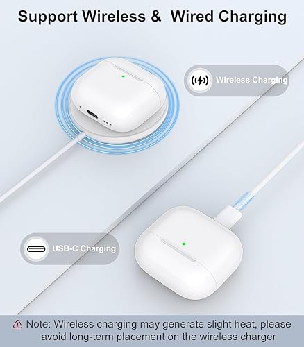 Miniatura 3 de Funda de carga inalámbrica compatible con AirPods 4, funda de repuesto para AirPods 4, botón de sincronización de emparejamiento Bluetooth, incluye
