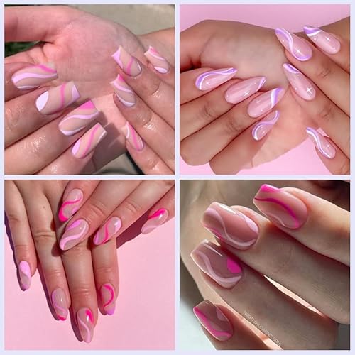 Colorful Stripes Lines Nail Art Stickers Rainbow Geometric Water Transfer Nail Decals Nail Art Sliders Summer For Nail Art Decoration Watermark Designs Accessories Acrylic Nail Supplies 24 Patterns #TOP2