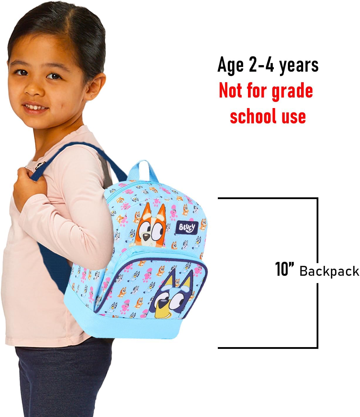 Bluey Mini Backpack - 10" Iconic Woven Small Backpack with Front Pocket and Bottle Bundle | Adjusts to Fit Kids, Toddlers, Teens, Adults, Boys, Girls - Image 5