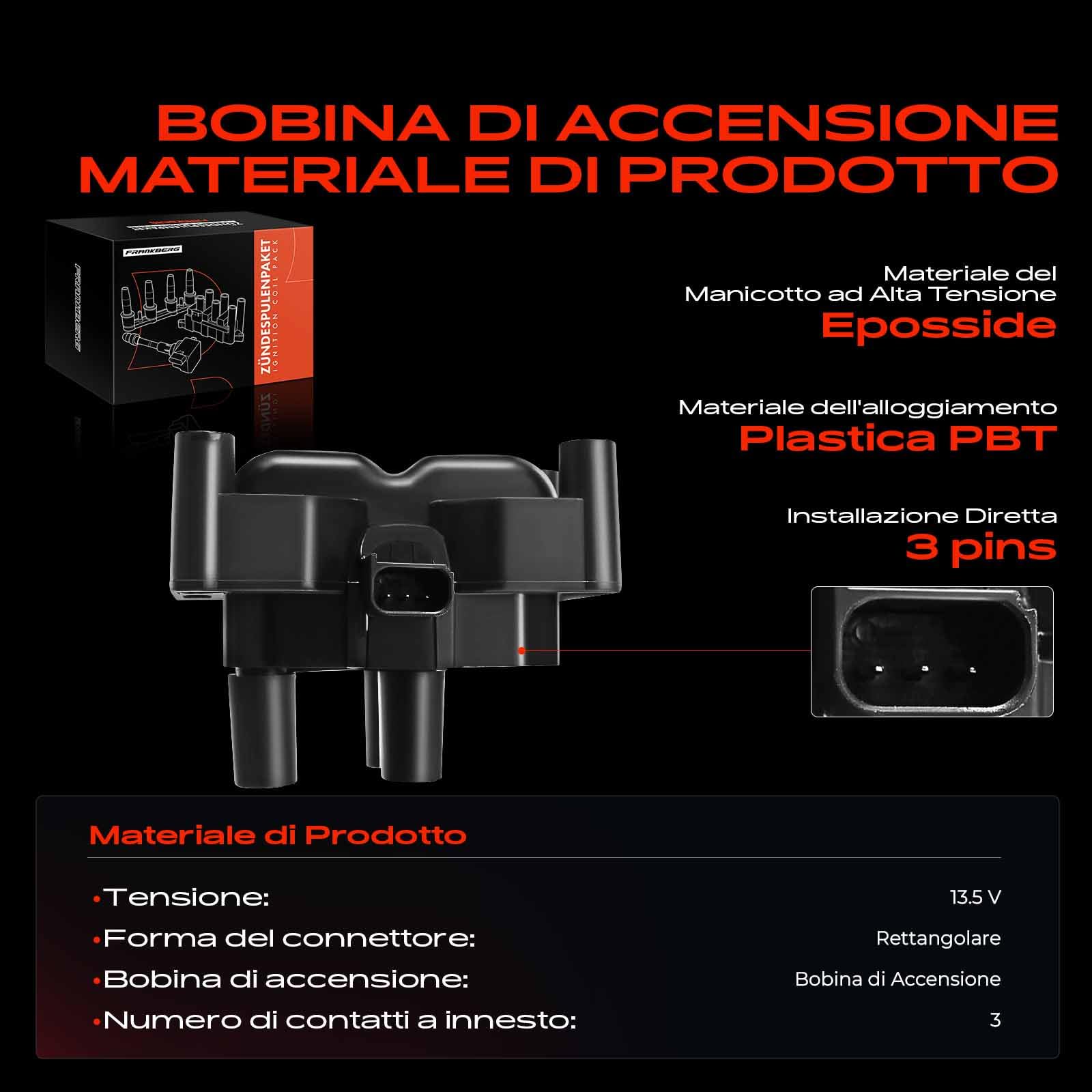 Frankberg Bobine di accensione Benzina Compatibile con Fiesta V JD JH 1.4L C-Max DM2 1.6L Fiesta V JD JH 1.2L Fusion JU 1.4L B-Max JK 1.6L Replace# 1350567