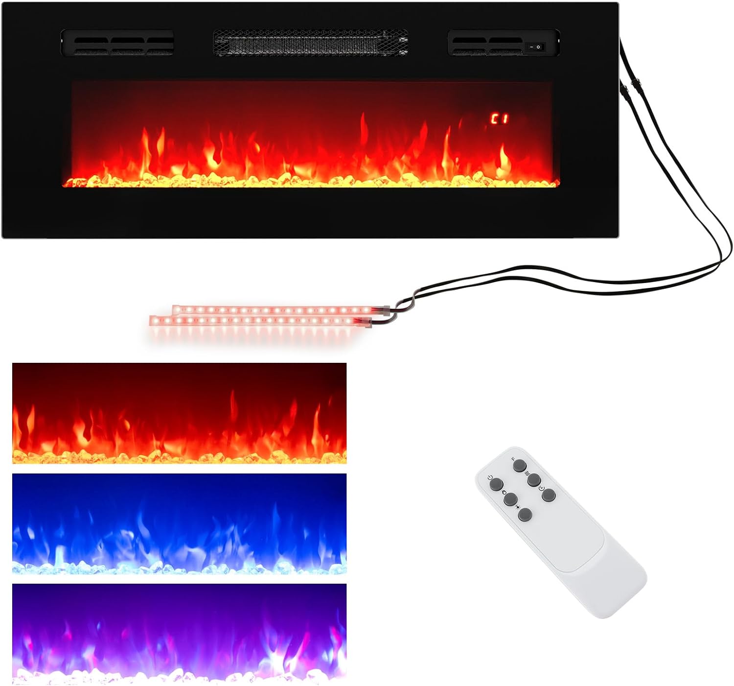 Chimenea Eléctrica COSTWAY 36 Pulgadas con Luces LED