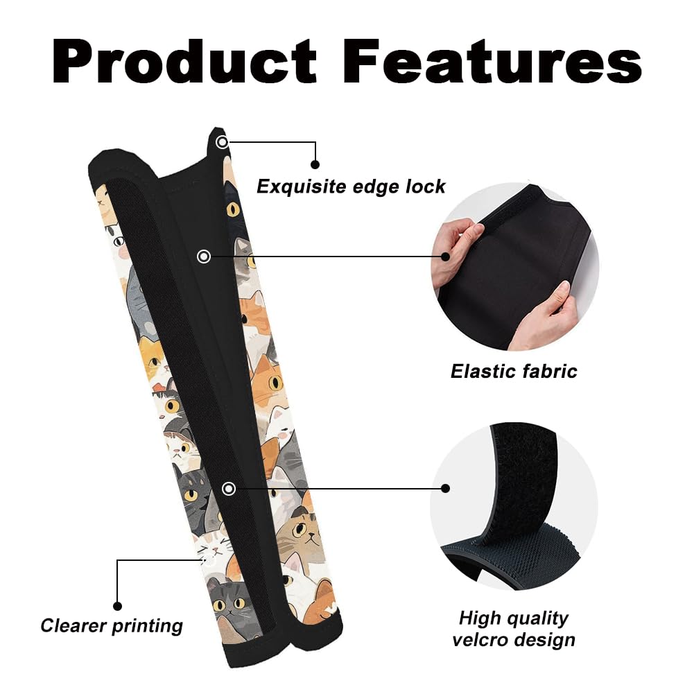 Zigihos Lot De 2 Housses De Ceinture De Sécurité Douces Pour Enfants, Motif Chat Mignon (noir + Blanc