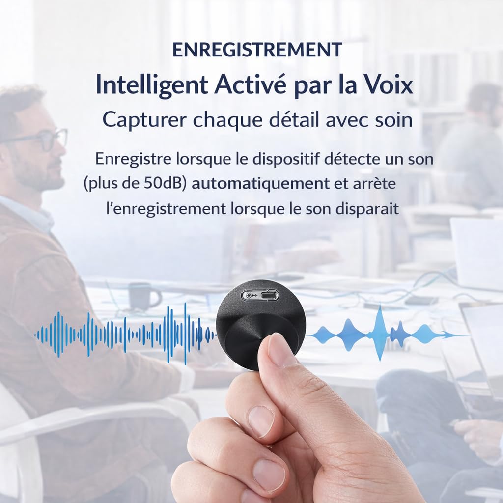 CleverTalk Q37 Enregistreur Vocal avec IA | Activation Vocale | Portail Web app.clevertalk.AI | Transcription et Résumés | 64 GB | Audio HD 1536kbps | USB-C
