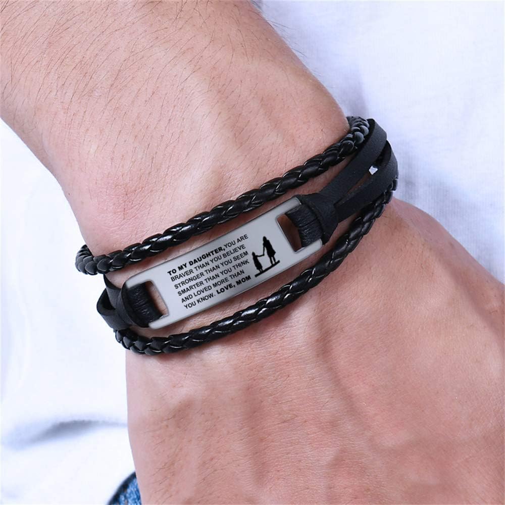 To My Daughter Bracelets, Stainless Steel Wristband, Daughter Bracelet From Mom, Daughter Gift (Black) - Image 6