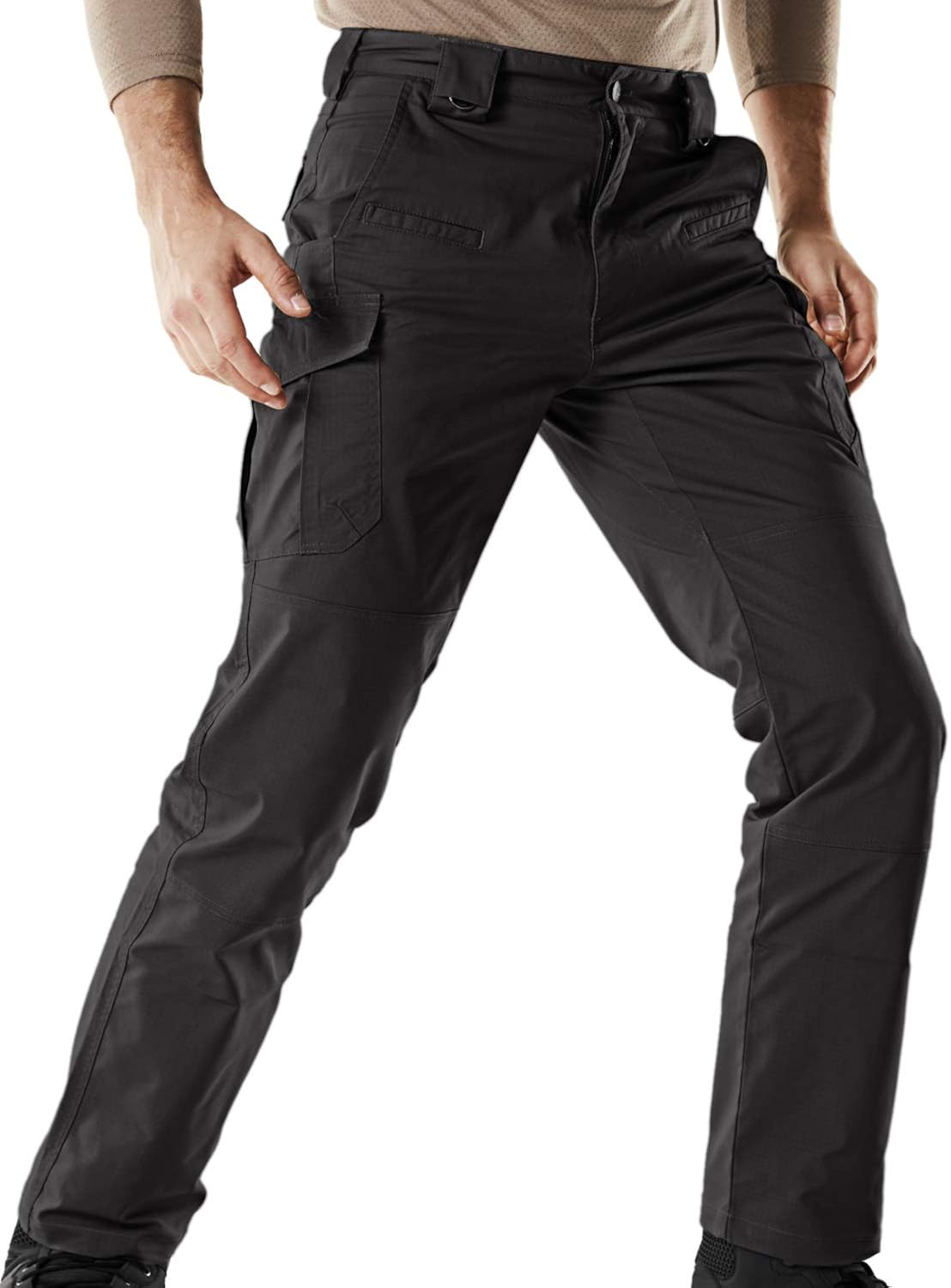 CQR Men's Flex Stretch Tactical Pants, Water Repellent Ripstop Cargo ...