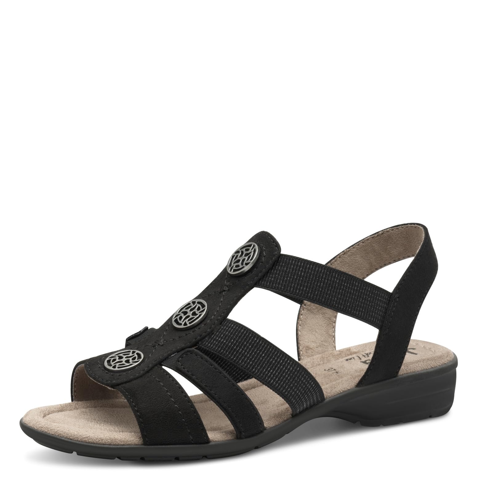 Jana Women’s Flat Sandals Summer Vegan, Black, 6,5 UK