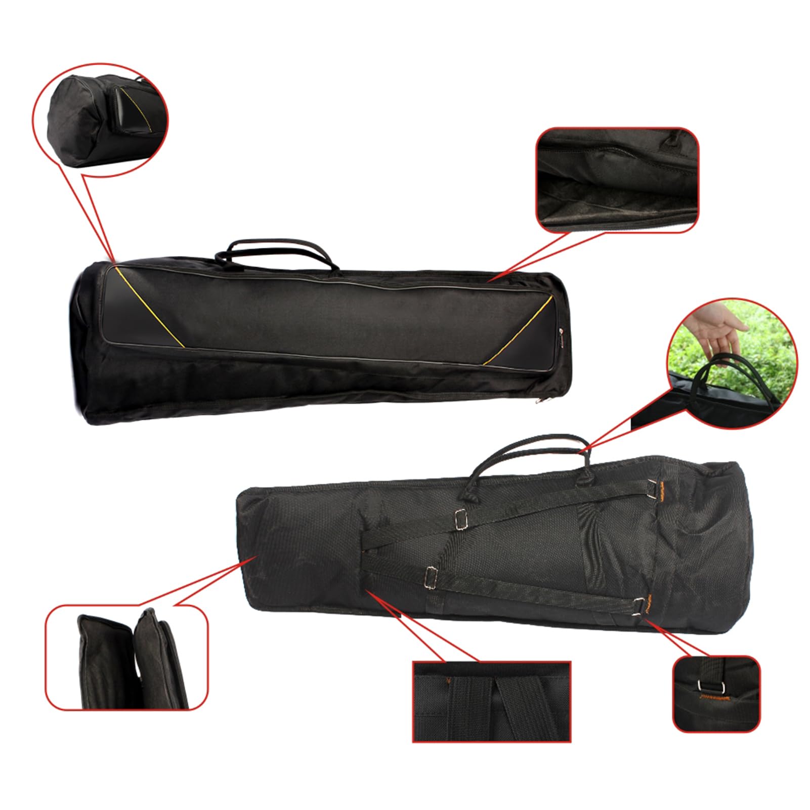 Ejoyous Sac de Transport pour Trombone, Imperméable 600D, Tissu Oxford avec Bretelles Réglables, Rembourrage Coton 5mm, pour Alto/Ténor