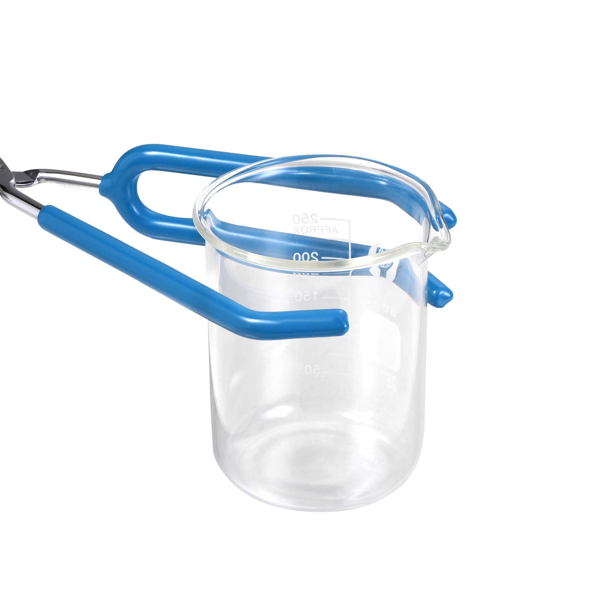 sourcing map Pinces à Bécher Laboratoire 3 Broches Acier Inoxydable 11.81-pouce Ouvre Jusqu'à 215mm Bleu Profond