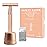 Double Edge Safety Razor with Stand, Single Blade Razors for Women, Reusable Metal Razor, with 10 Stainless Steel Double Edge Blades, Smooth and Close Shave, Plastic Free, Matte Rose Gold
