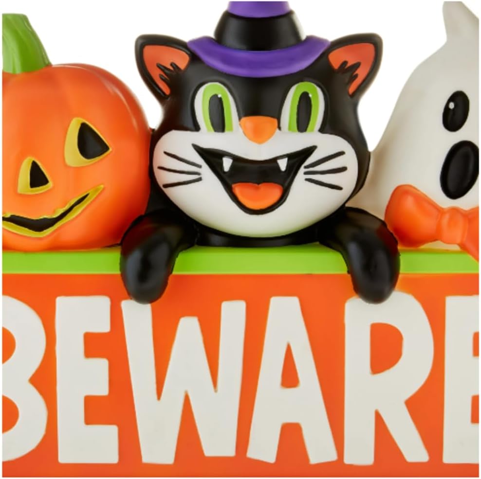 Light-Up “Beware” Blow Mold Sign – Orange & Black